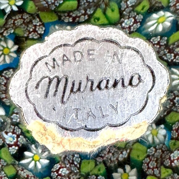 Murano Italy Millefiori Flower Canes Large 4" Glass Paperweight Floral Design VT - Picture 3 of 7